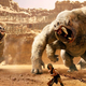 John Carter fighting white apes in the desert of Mars.